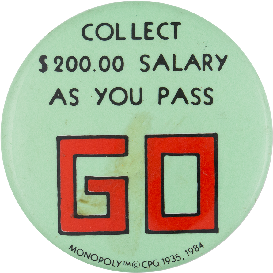 Collect Salary As You Pass Go Entertainment Button - Ivyevaine Monopoly Earrings Vintage Game Piece Jewelry (1000x983), Png Download