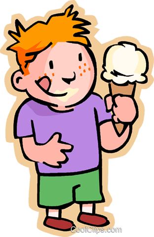 Little Boy With An Ice Cream Cone Royalty Free Vector - Boy Eating Ice Cream (312x480), Png Download