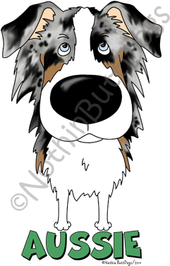 Big Nose Australian Shepherd Light Colored T-shirts - Bluemerleherdingdk Round Ornament (300x400), Png Download