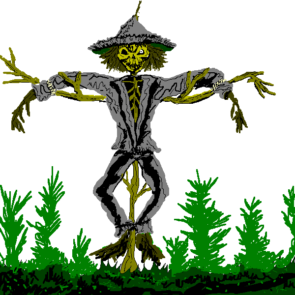 Free Scary Zombie Style Scarecrow Clip Art - Scary Scarecrow Clipart (600x600), Png Download