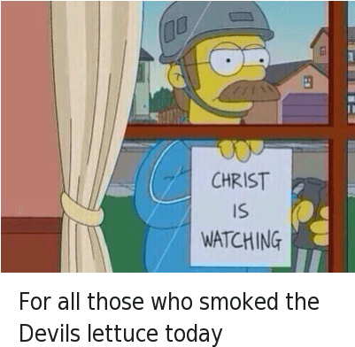Christ Is Watching - Flanders Meme Christ Is Watching (400x405), Png Download
