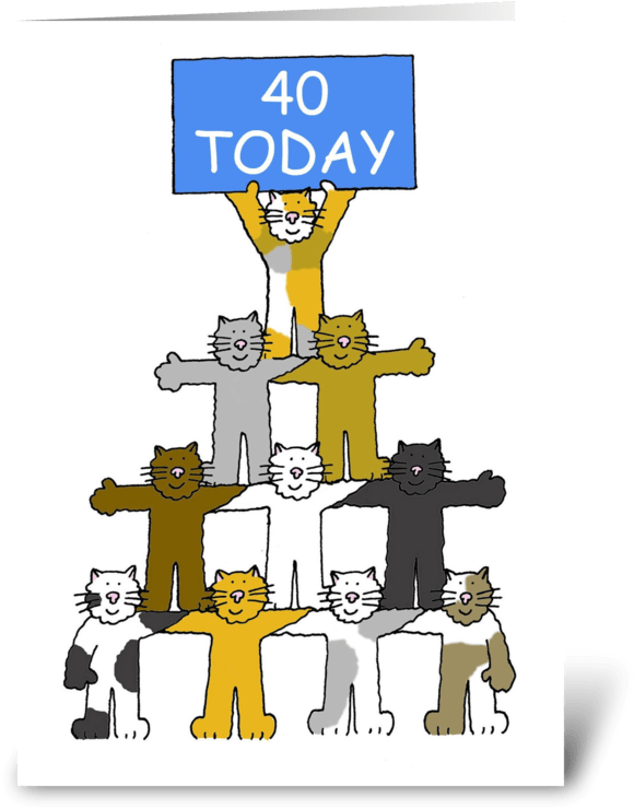 Happy 40th Birthday Fun Cats - Happy 50th Cat Birthday (700x792), Png Download