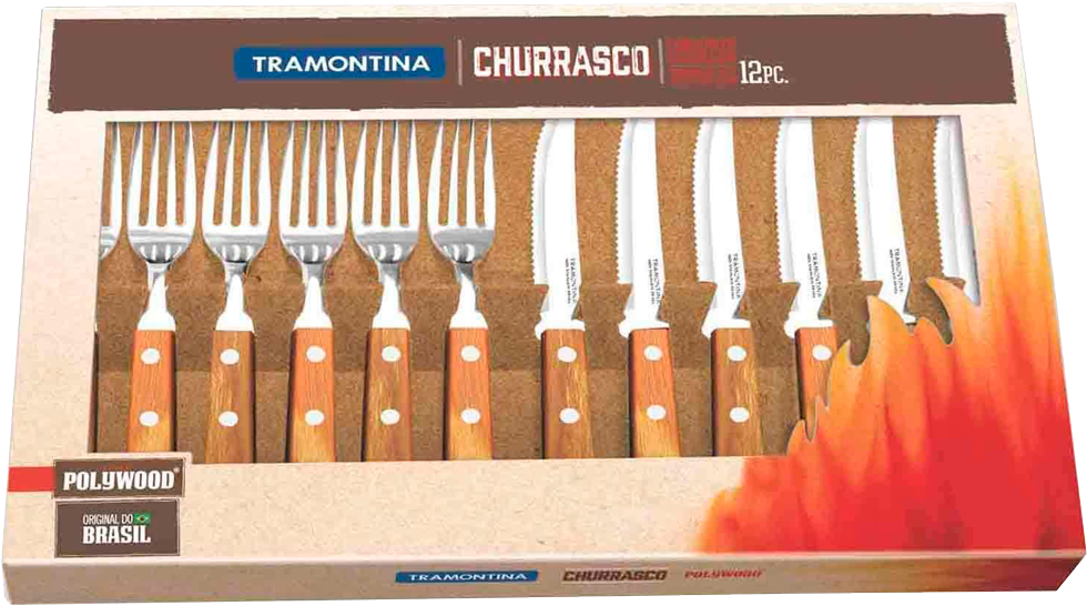 Jogo De Talheres Para Churrasco Tramontina Polywood - Tramontina Churrasco Set Of 12 Steak Knives (1000x1000), Png Download