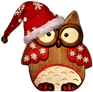 Owl, Figure, Wood, Christmas, Santa Hat - Christmas Day (432x340), Png Download