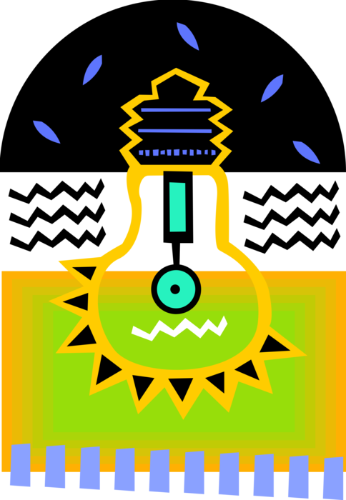 Vector Illustration Of Electric Light Bulb Symbol Of - Emblem (484x700), Png Download