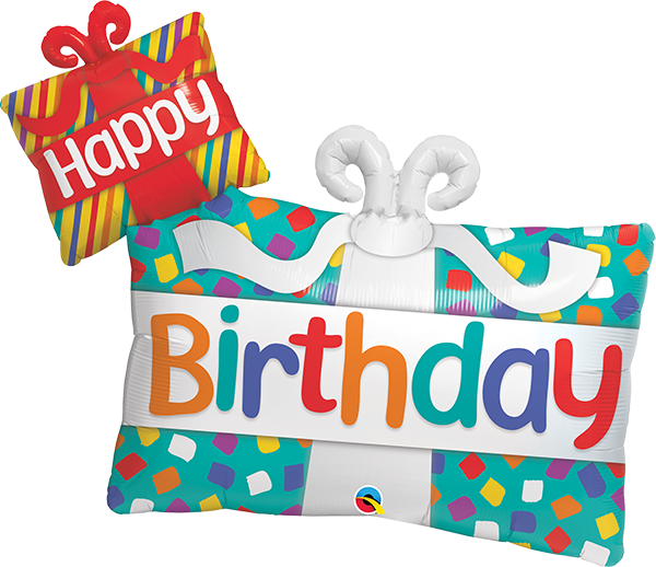 39" Shape Happy Birthday Presents Foil Balloon - Mylar (600x518), Png Download