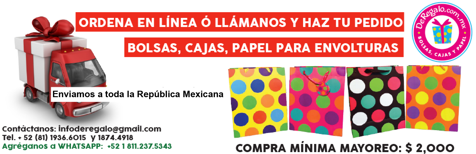 Deregalocommx Papel Envoltura Cajas De Regalo Bolsas - Bolsas De Regalo Mayoreo (2006x646), Png Download