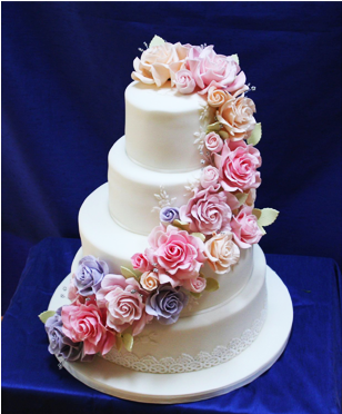 Floral Wedding Cakes And Handmade Sugar Roses - Wedding Cake (1050x430), Png Download