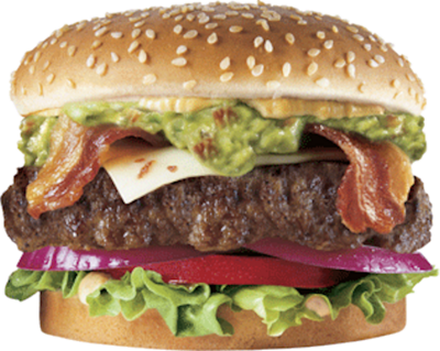 Burger Psd - Carl's Jr Bacon Guacamole Burger (400x319), Png Download