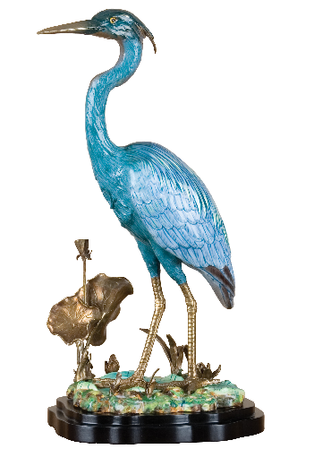 Porcelain Blue Heron With Bronze Ormolu By Oriental - Blue Heron Figurines (500x500), Png Download