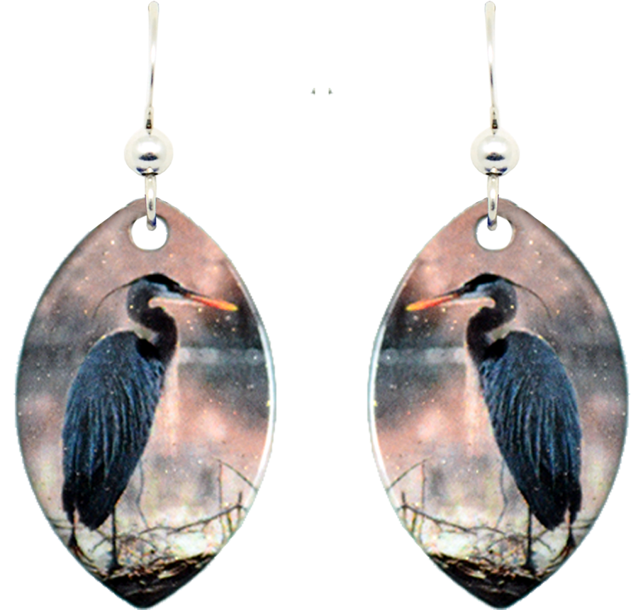 Great Blue Heron - Earrings (1000x1000), Png Download
