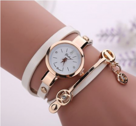 New Fashion Women Bracelet Watch Luxury Gold Quartz - Women's Geneva Roman Watch Lady Leather Band Analog (448x522), Png Download