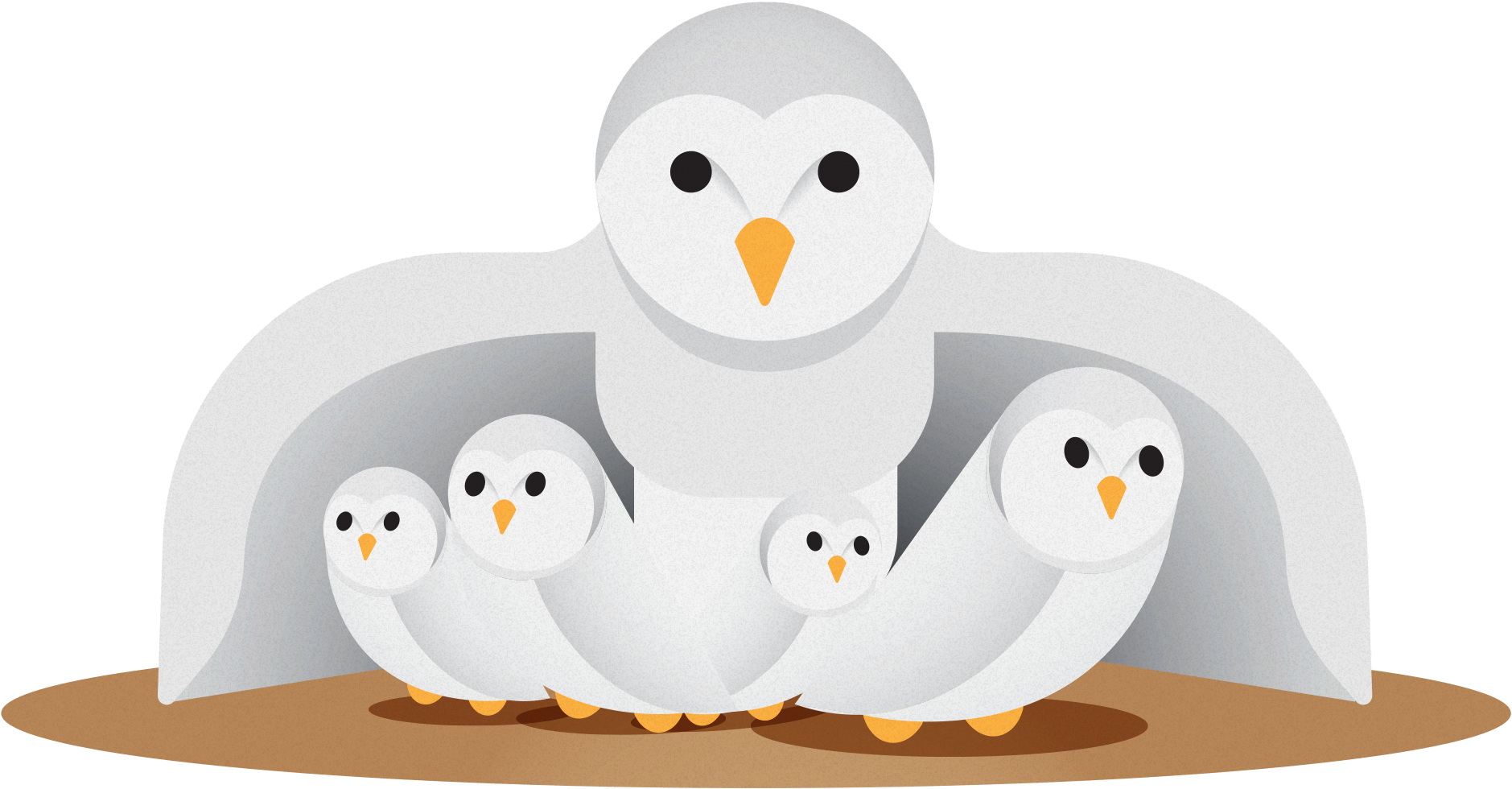 Owl Protecting Her Owlets - Cartoon (1920x1133), Png Download