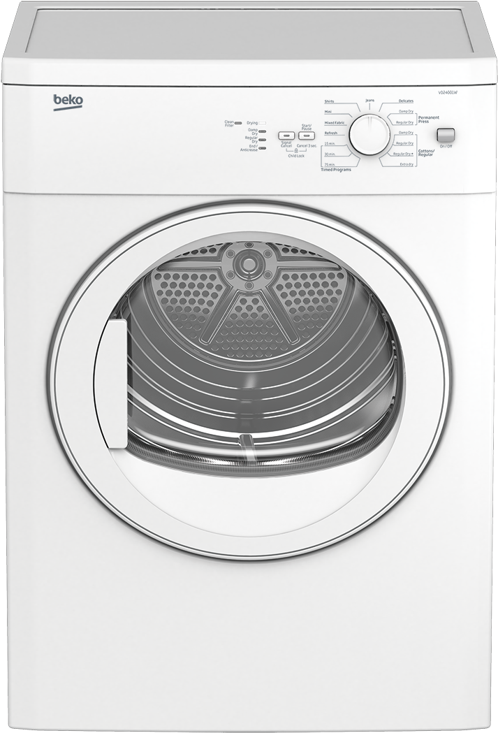 24" Vented Electric Dryer - Clothes Dryer (887x1255), Png Download