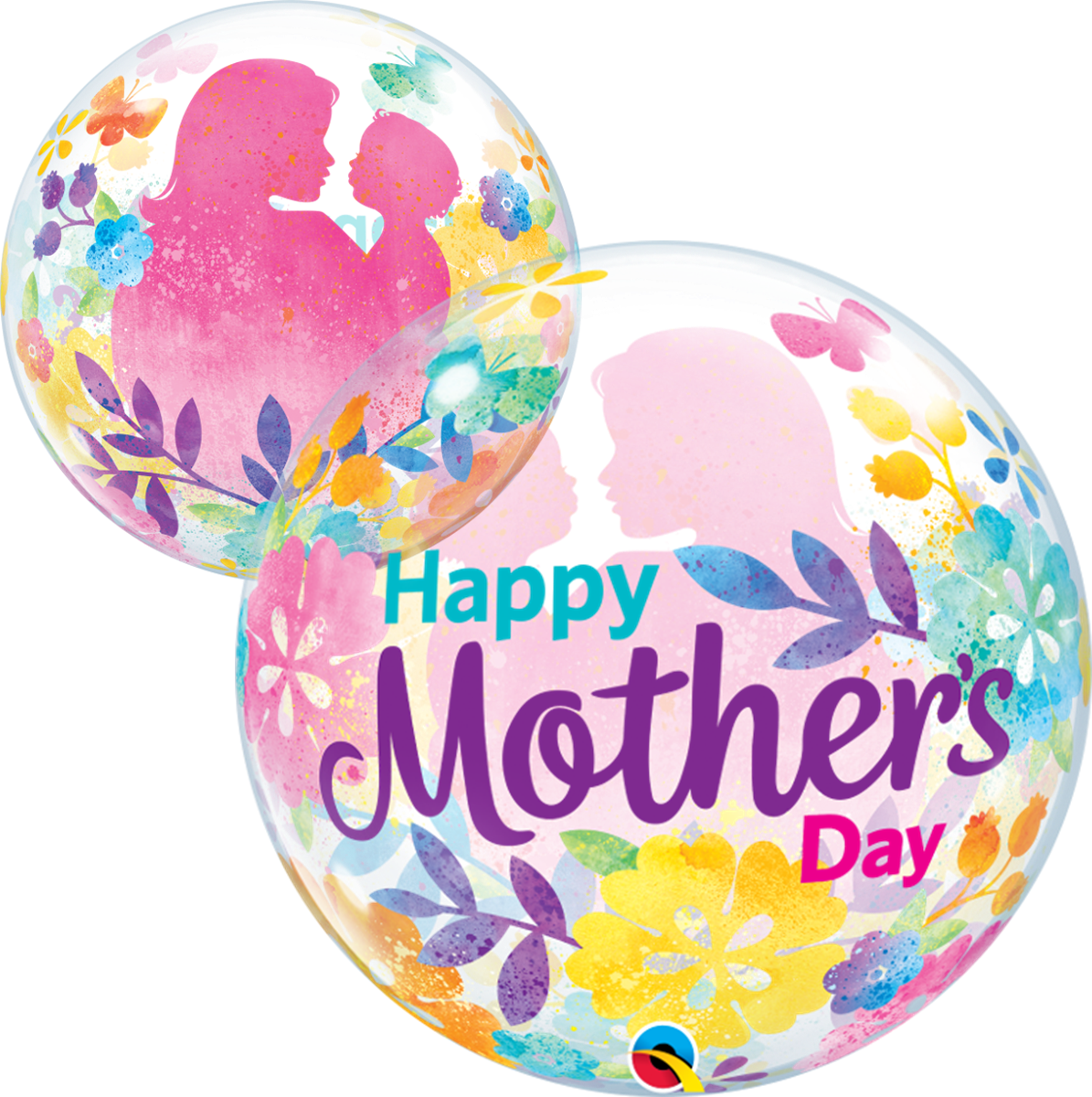 22" Mother's Day Silhouette Bubble Balloon - Balloon (1195x1200), Png Download