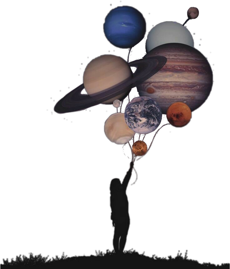 Planet Girl Balloon Woman Float Fly Planets Silhouette - Jeddah (1024x1024), Png Download