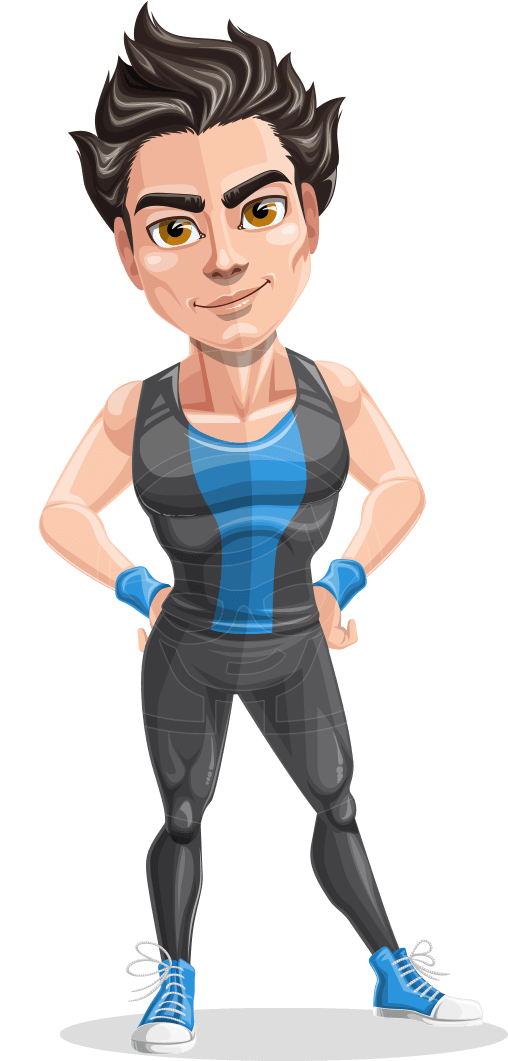 Mitch The Motivated Fitness Guy - Fitness Man Cartoon (957x1060), Png Download