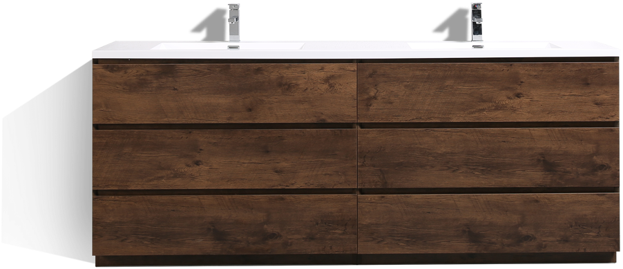 Moa 84″ Double Sink Rosewood White Modern Bathroom - Dresser (1280x853), Png Download