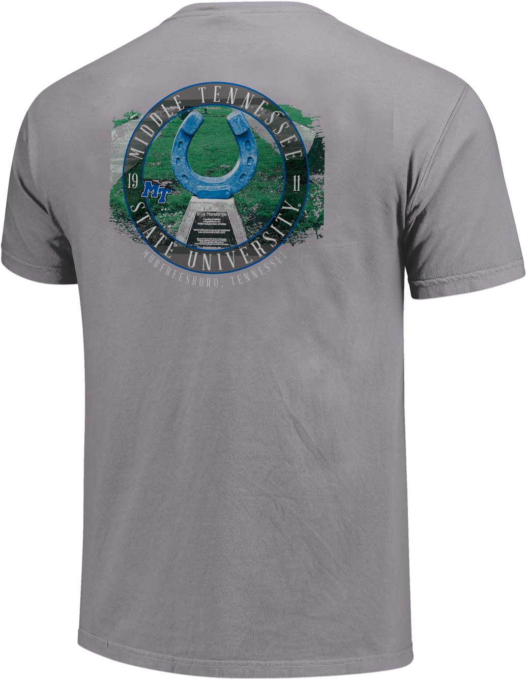 Mtsu Blue Raiders Circle Overlay Campus Comfort Colors - Shirt (1375x1375), Png Download