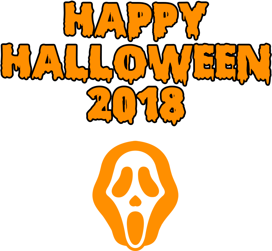 Happy Halloween 2018 Scary Mask Bloody Font - Clipart Happy Halloween Transparent (1000x1000), Png Download