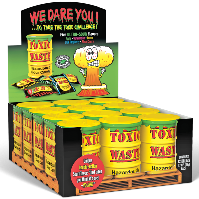 Toxic Waste Super Sour Candy Drum, Assorted - 12 Count, (400x400), Png Download