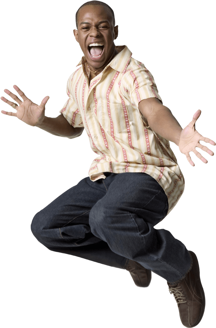 Guy Jumping - Black Man Jumping Png (755x1125), Png Download