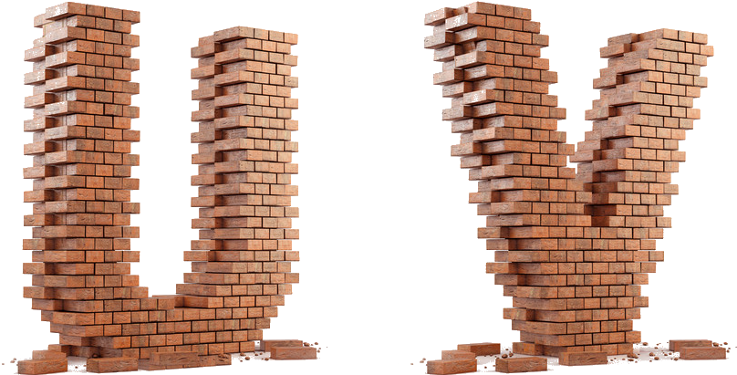 Download For Free This Letter U Transparent Png Image - 3d Brick Font (1024x479), Png Download