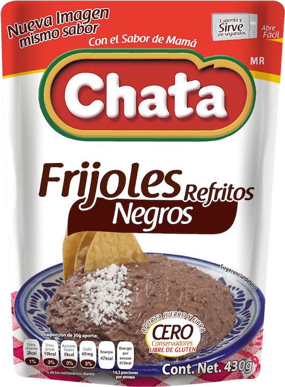 Chata Frijoles Refritos Negros 430g - Chata Chicken With Mole Sauce (600x817), Png Download
