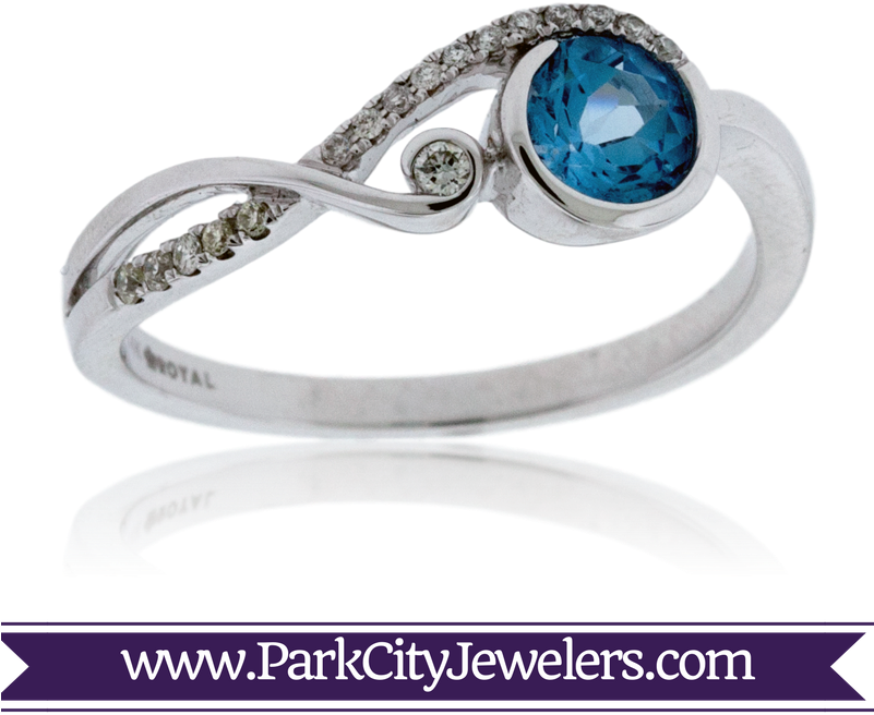 Blue Topaz Music Note Style Ring - Green Amethyst & Diamond Ring (800x800), Png Download