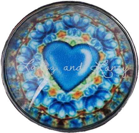 Ss Blue Floral Heart Lg Snaps - Heart (468x460), Png Download