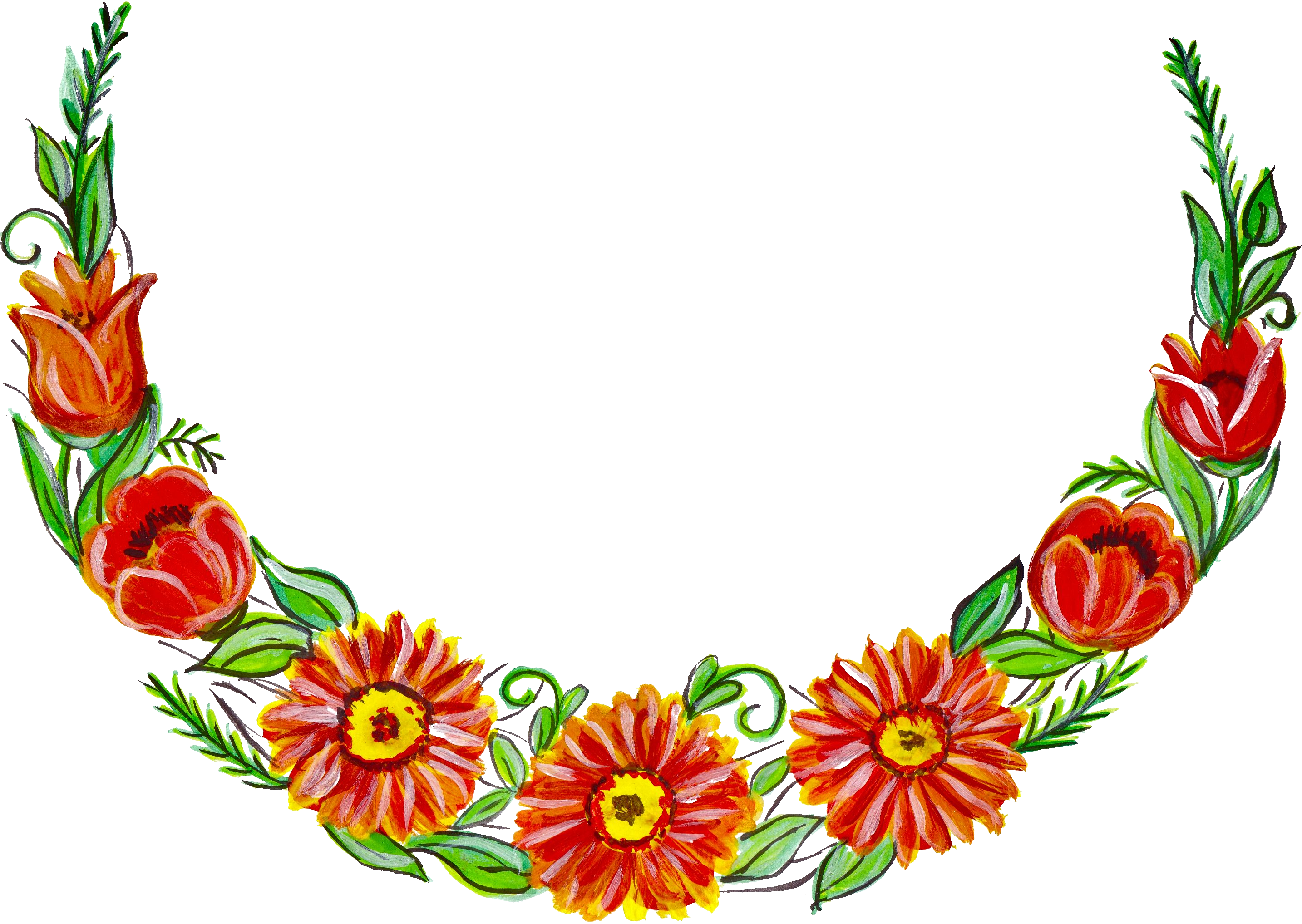 Flower Wreath Painting Transparent Vol Png Flower Wreath - Painting (2868x2036), Png Download