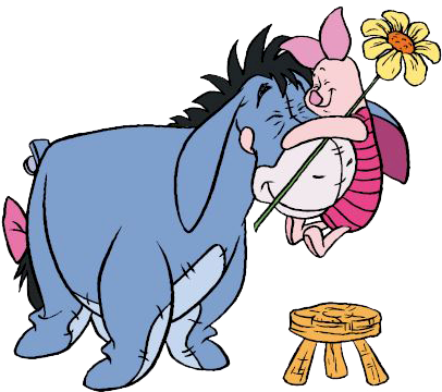 Cliparts Sleeping Beauty Castle Clipart - Eeyore And Piglet Hug (416x370), Png Download