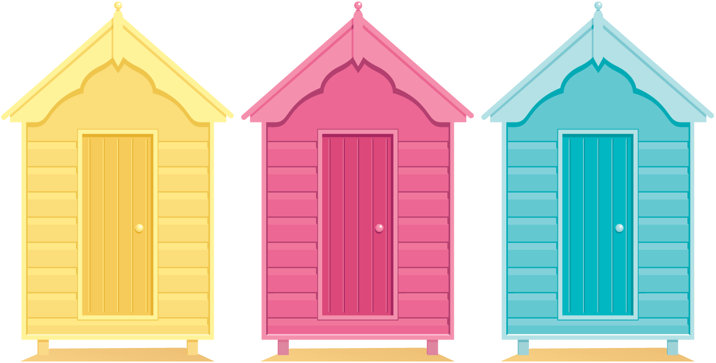 Go To Image - Beach Huts Clip Art (1431x726), Png Download