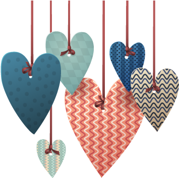 Hearts Hanging Wall Sticker - Happy Birthday Pics Lover (374x352), Png Download