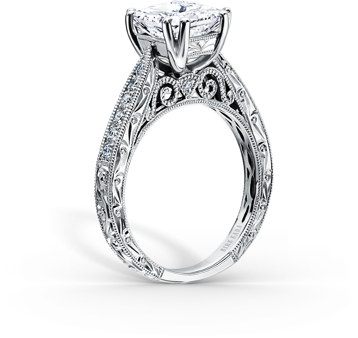 Anillos De Matrimonios - Vintage Princess Cut Halo Rings (1320x1320), Png Download