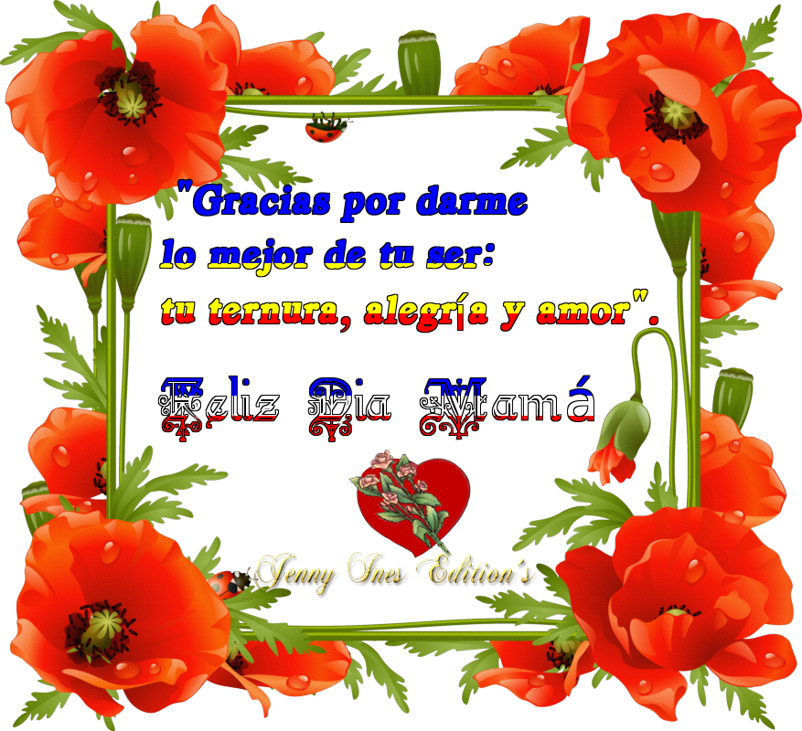 Bonitas Imagenes Para Saludar Por El Dia De La Madre - Border Hearts And Poppies (877x800), Png Download