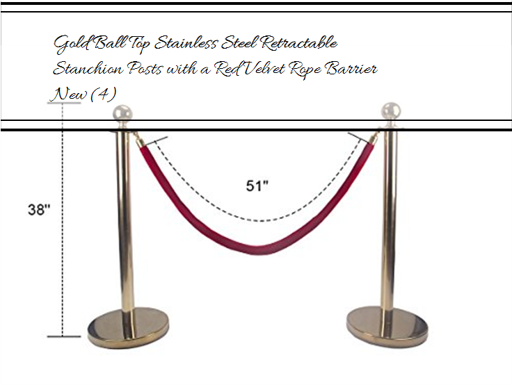 Gold Ball Top Stainless Steel Retractable Stanchion - Steel (735x1100), Png Download