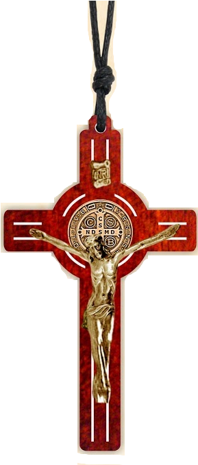 Cruz De São Bento Grande Mad - Crucifixo De Pescoço Sao Bento (331x678), Png Download