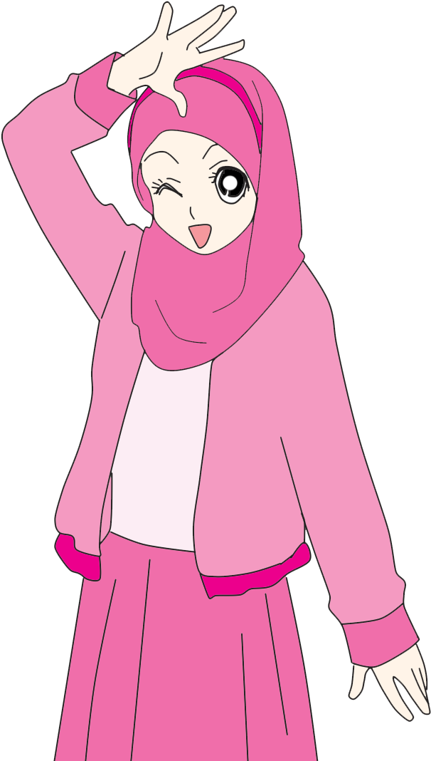 Cute Muslimah Doodle - Cartoon Muslimah (730x1095), Png Download