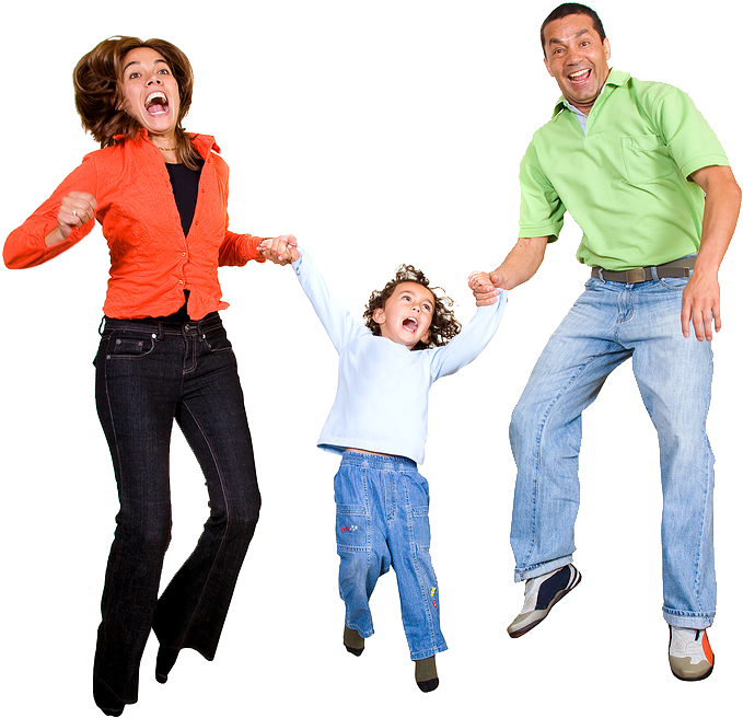 Familia Saltar - Family Happy Jumping (900x696), Png Download