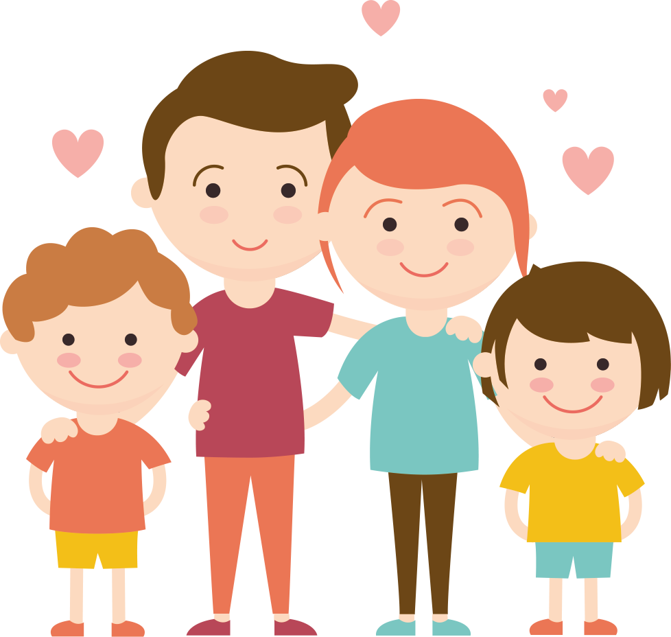 Familia Fcon Hijos Con Tea - Family Day Vector Png (978x928), Png Download