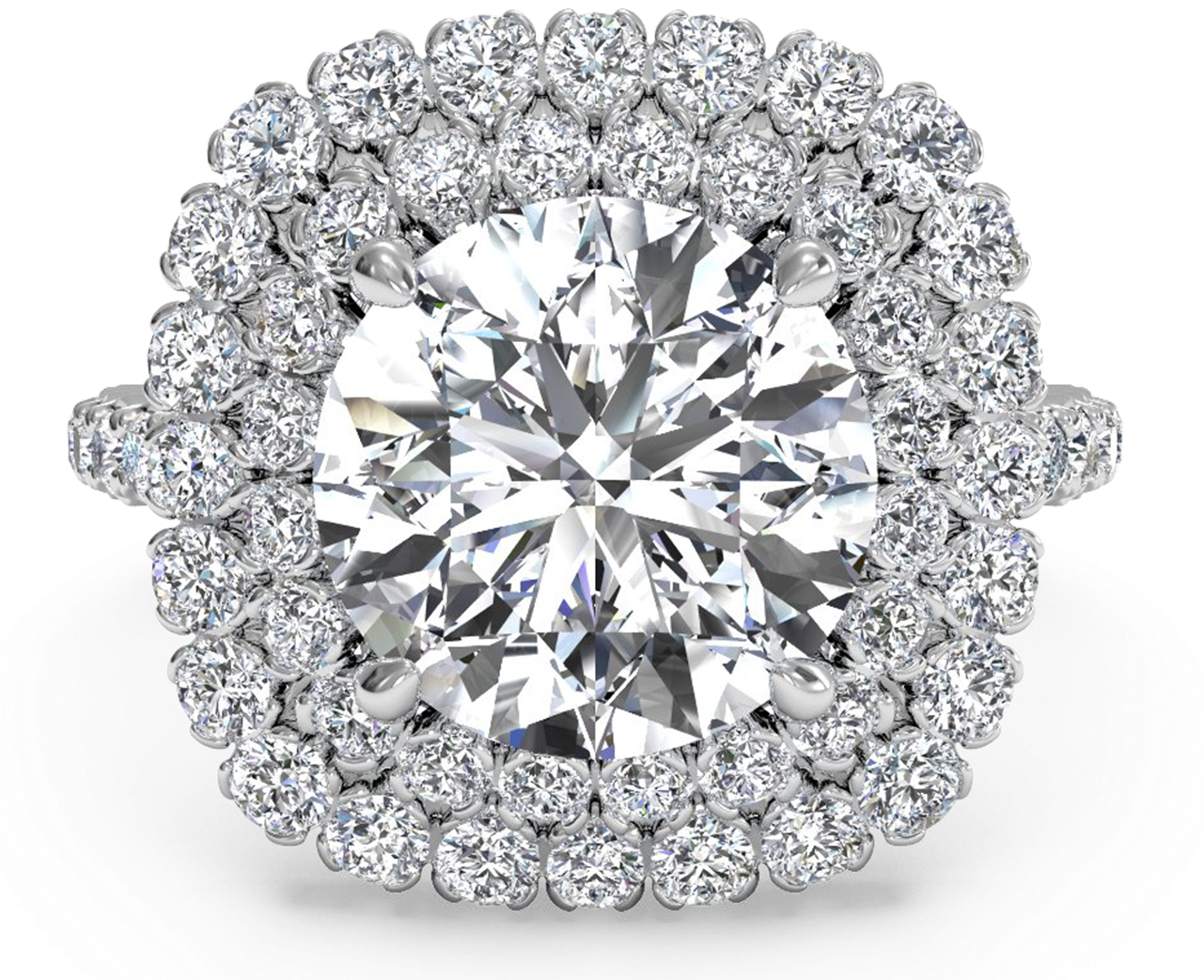 Double French-set Halo Diamond Band Engagement Ring - Engagement Diamond Ring For Girl (1280x1050), Png Download