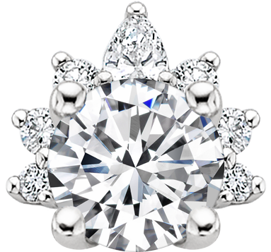 Crescent Diamond Engagement Ring Diamond Png - Lab Created Cadenza Halo Diamond Bridal Set - 14k Rose (850x850), Png Download