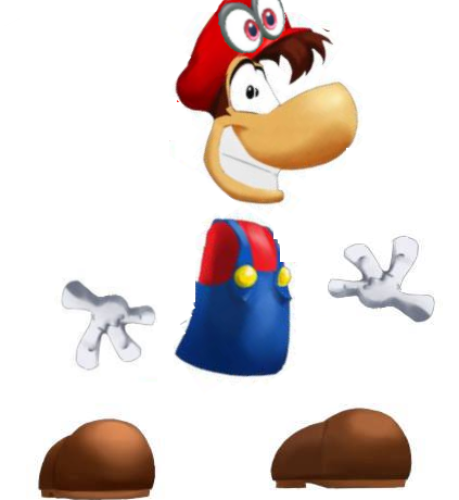 And Then Added Cappy To Mario Rayman - Cartoon (423x460), Png Download