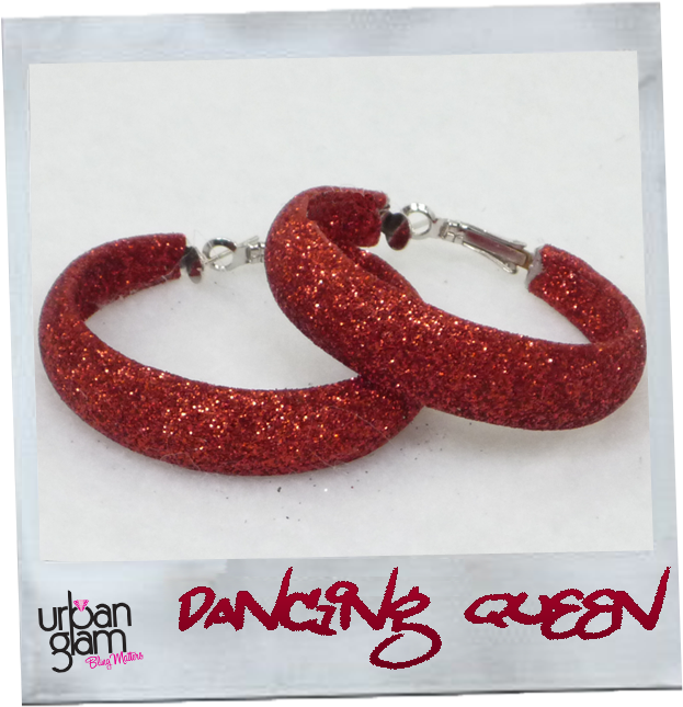 Red Glitter Hoop Earrings - Earring (700x700), Png Download