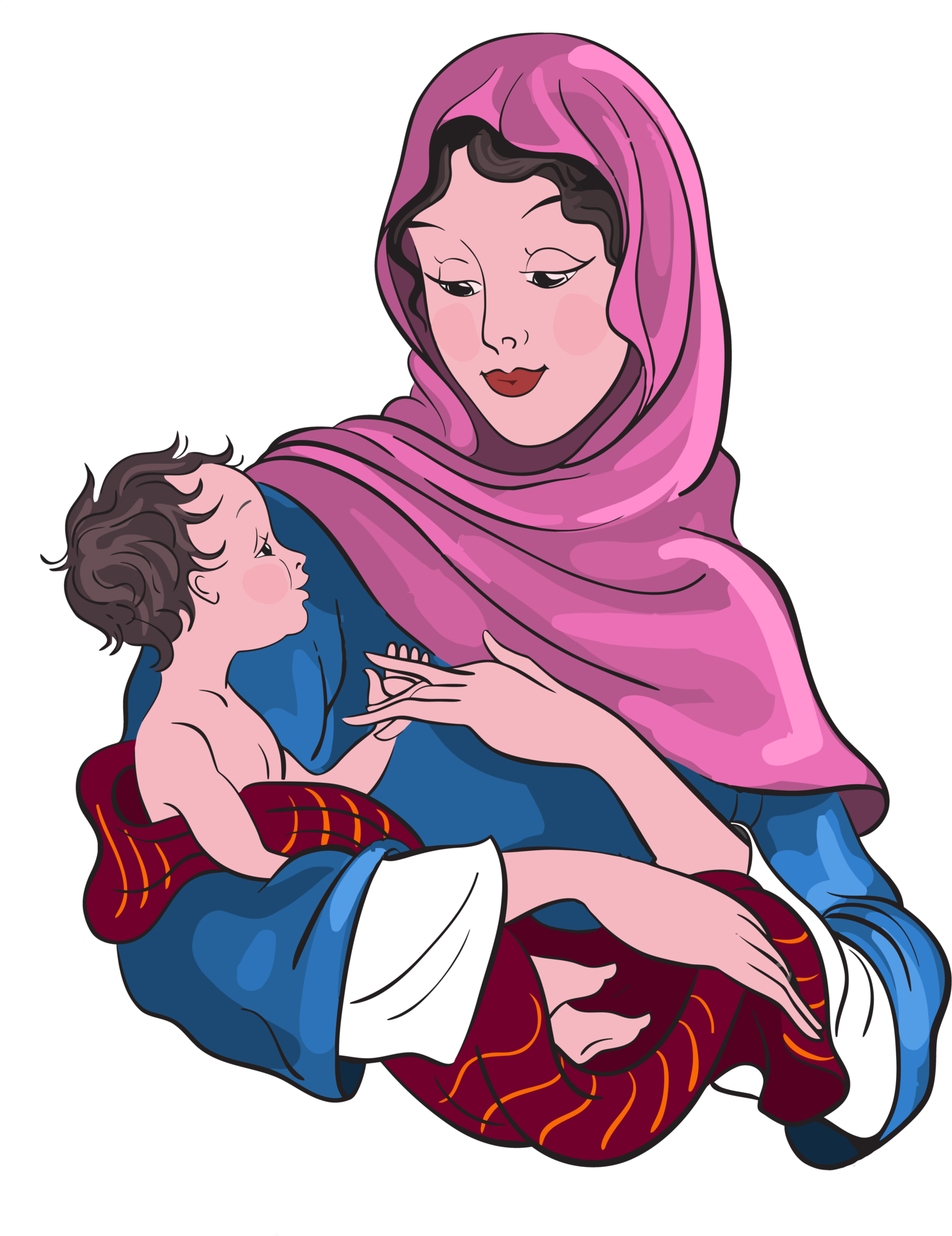 Mary And Jesus Clipart (488x600), Png Download