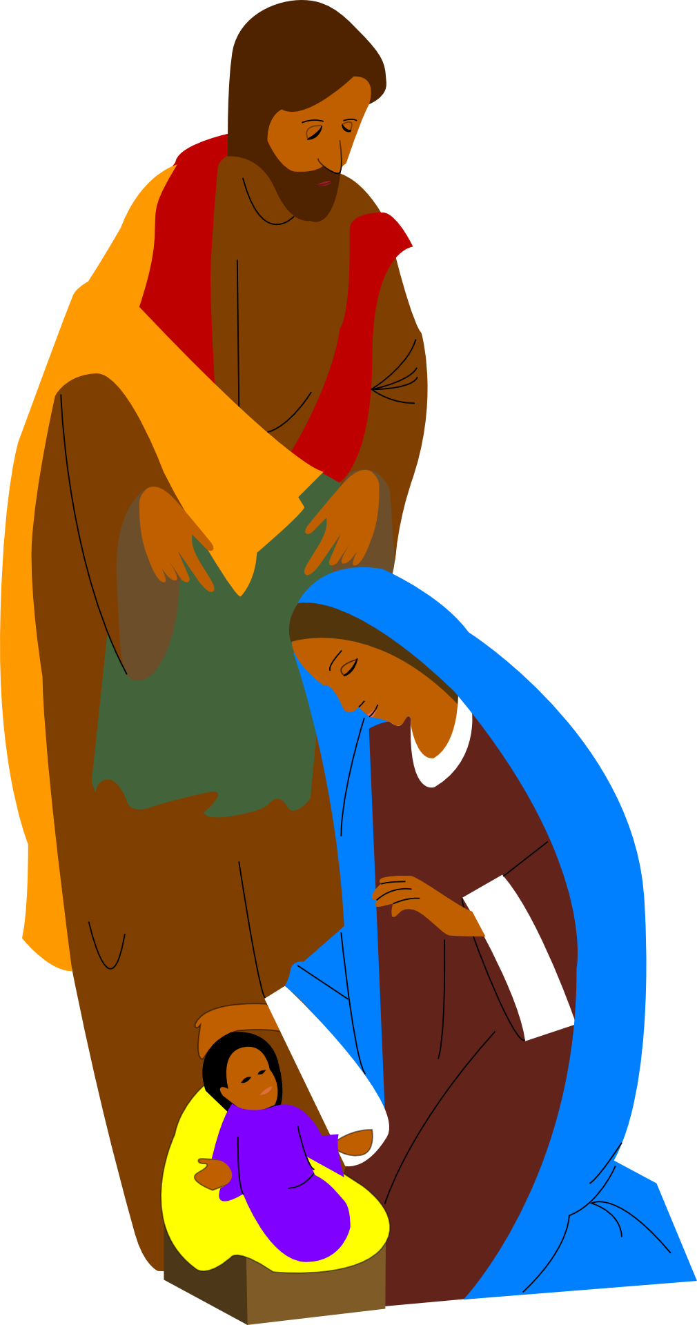 Free Nativity Of Jesus Clip Art - Black Mary Joseph And Baby Jesus (312x593), Png Download