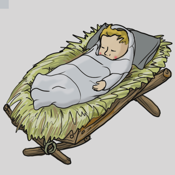 Baby Jesus In A Manger Clipart Baby Jesus Clipart Png - Baby Jesus Clipart (600x600), Png Download