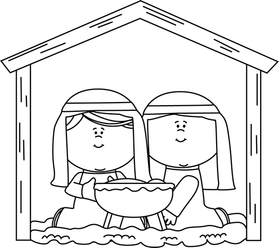 Baby Jesus Clipart Black White (550x488), Png Download