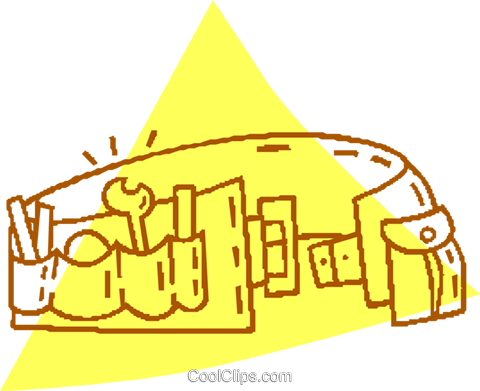 Tool Belt Royalty Free Vector Clip Art Illustration - Tool Belt Clipart Black And White (480x391), Png Download